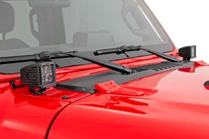 Jeep Gladiator LED Light Kit - Cowl Mount - Rough Country - Amber DRL - Black - '20-'23